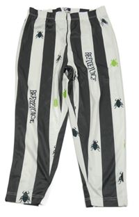 Kostým - Černo-bílé pruhované kalhoty s brouky a nápisy PRIMARK