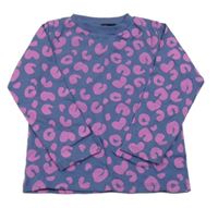 Tmavomodro/růžové vzorované triko 