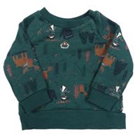 Smaragdová mikina se zvířátky a stromy a stany PRIMARK