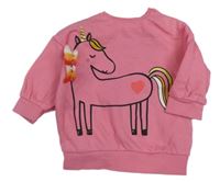 Růžová oversize mikina s jednorožcem F&F