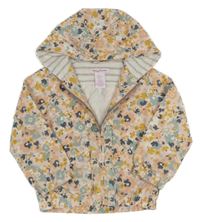 Světlerůžová kostkovaná šusťáková jarní bunda s kytičkami a volánky Tommy Bahama