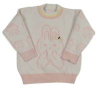 Bílo/světlerůžovo-světlerůžový svetr se zajíčky - miffy