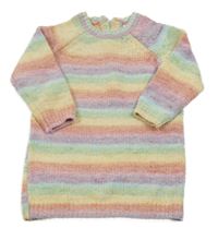 Barevné pruhované melírované žinylkové svetrové šaty Next