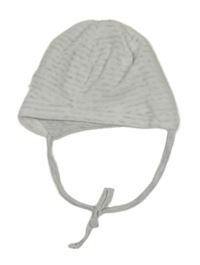 Bílo-šedá pruhovaná melírovaná sametová zavazovací čepice Ergee