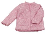 Růžová prošívaná šusťáková jarní zateplená bunda s kytičkami St. Bernard