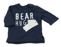 Nové - tmavomodrá teplá mikina s nápisy a medvídkem F&F