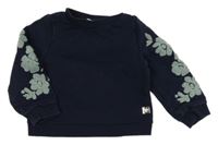 Tmavomodrá mikina s květy BEAU