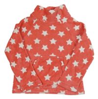 Jahodová plyšová mikina s bílými hvězdičkami a kapsou Tu