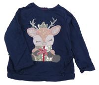 Tmavomodrá mikina se sobem s flitry a volánky Monsoon