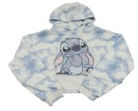 Modro-bílá batikovaná crop mikina se Stitchem a kapucí C&A