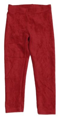 Červené žebrované sametové legíny Next