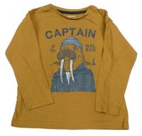 Hnědé triko s mrožem Vertbaudet