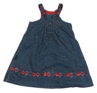 Modro-černé manšestrové šaty s kanýrkem Catimini