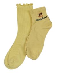 2x - Žluté ponožky - žebrované, se sluníčkem