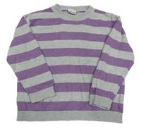 Šedo-fialový pruhovaný melírovaný svetr Cherokee