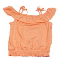 Neonově oranžový top se šupinkami a volánkem YIGGA