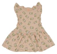 Světlerůžové šaty s jednorožci a volánky C&A