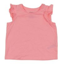 Neonově růžové melírované tričko s volánky F&F