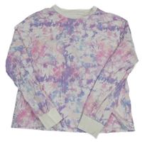 Bílo-růžovo-fialovo-modré batikované pyžamové triko F&F