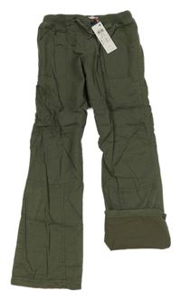 Nové - khaki plátěné podšité kalhoty úpletovým pasem name it.