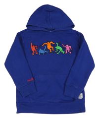 Safírová mikina s obrázkem - Keith Haring a kapsou a kapucí