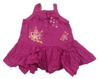 Fuchsiové bavlněné šaty s kytičkami Matalan