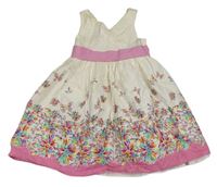 Krémové květované plátěné šaty Debenhams