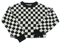 Černo-světlešedý kostkovaný crop svetr H&M