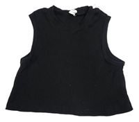 Černý žebrovaný crop top Shein