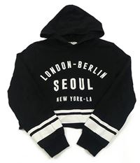 Černá crop mikina s nápisem a kapucí H&M