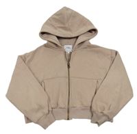 Hnědá propínací crop mikina s kapucí Zara