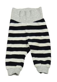 Černo-smetanové pruhované sametové tepláky H&M