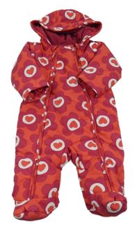 Jahodová květovaná šusťáková zimní kombinéza s kapucí M&S