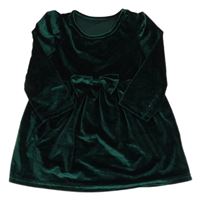 Tmavozelené sametové šaty s mašlí