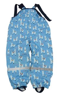 Modré šusťákové podšité laclové kalhoty s lamami