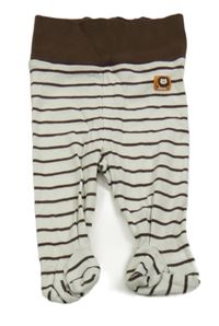 Světlebéžovo-hnědé pruhované polodupky s nášivkou Lindex