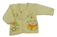 Žlutá prošívaná propínací mikina se zvířaty a balónky