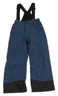 Tmavomodro-černé šusťákové funkční oteplovačky s kšandami Crane