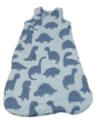 Světlemodrý melírovaný zateplený spací pytel s dinosaury George