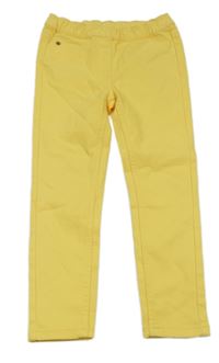 Žluté plátěné elastické kalhoty Pocopiano