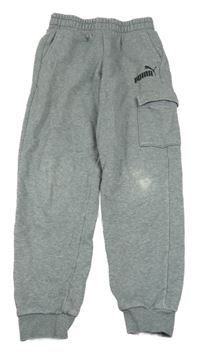 Šedé melírované tepláky s kapsou Puma