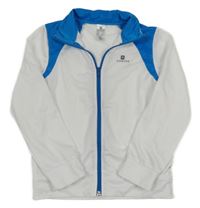 Bílo-modrá sportovní propínací funkční mikina Domyos