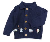 Tmavomodrý propínací svetr s obrázky Nutmeg