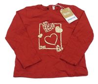 Nové - Tmavočervené triko se srdíčky Mayoral