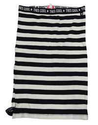 Černo-smetanová pruhovaná žebrovaná elastická sukně