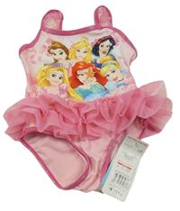 Nové - Růžovo-barevné jednodílné plavky s Disney princeznami a tylovou sukní Disney