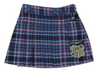 Petrolejovo-růžovo-vínová kostkovaná zavinovací sukně s erbem - Harry Potter M&S