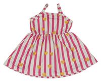 Bílo-fuchsiové pruhované šaty se srdíčky