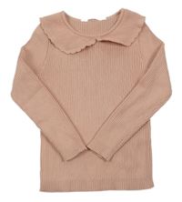 Růžový žebrovaný svetr s límečkem Primark