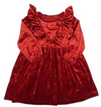 Červené sametové šaty s volánky H&M